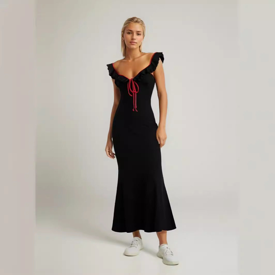 Damen Fließendes Maxikleid mit Rüschendetails R&B