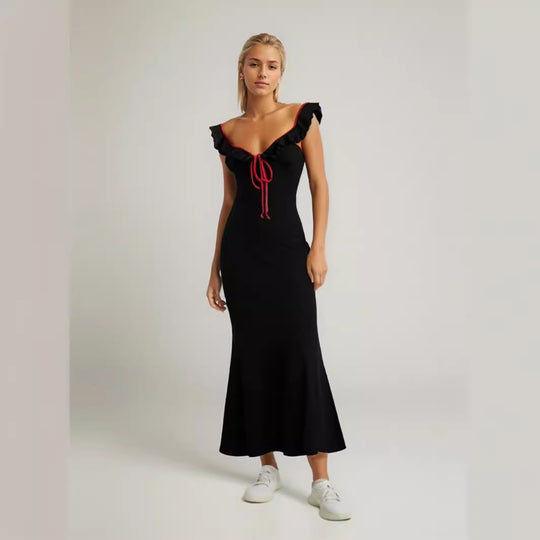Damen Fließendes Maxikleid mit Rüschendetails R&B