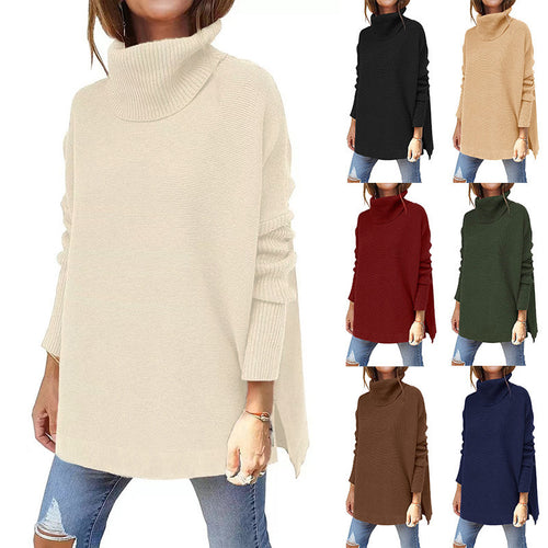 Damen komfortabler Rollkragenpullover mit weichem Strickmuster R&B
