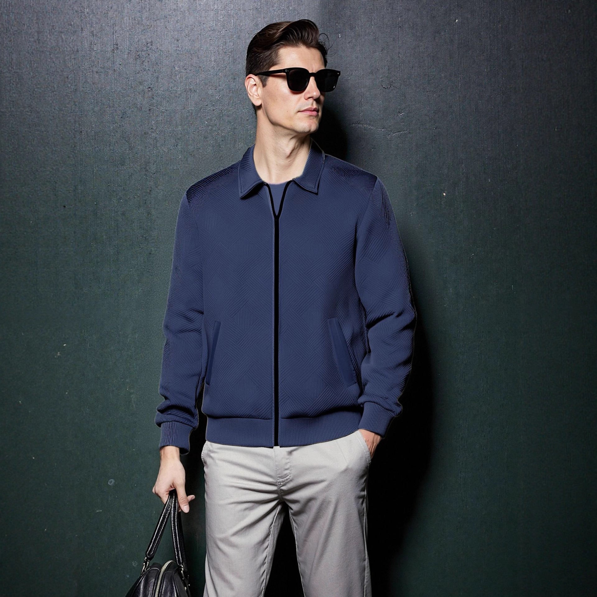 Herren sportliche Jacke mit strukturiertem Design und modernem Kragen R&B