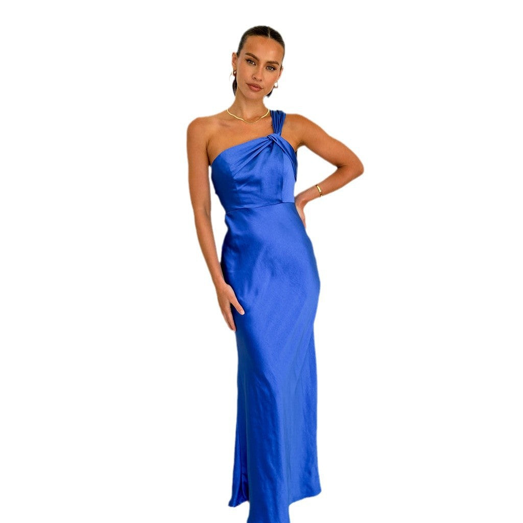Damen Elegantes Abendkleid mit asymmetrischem Träger und zurückhaltendem Glanz R&B