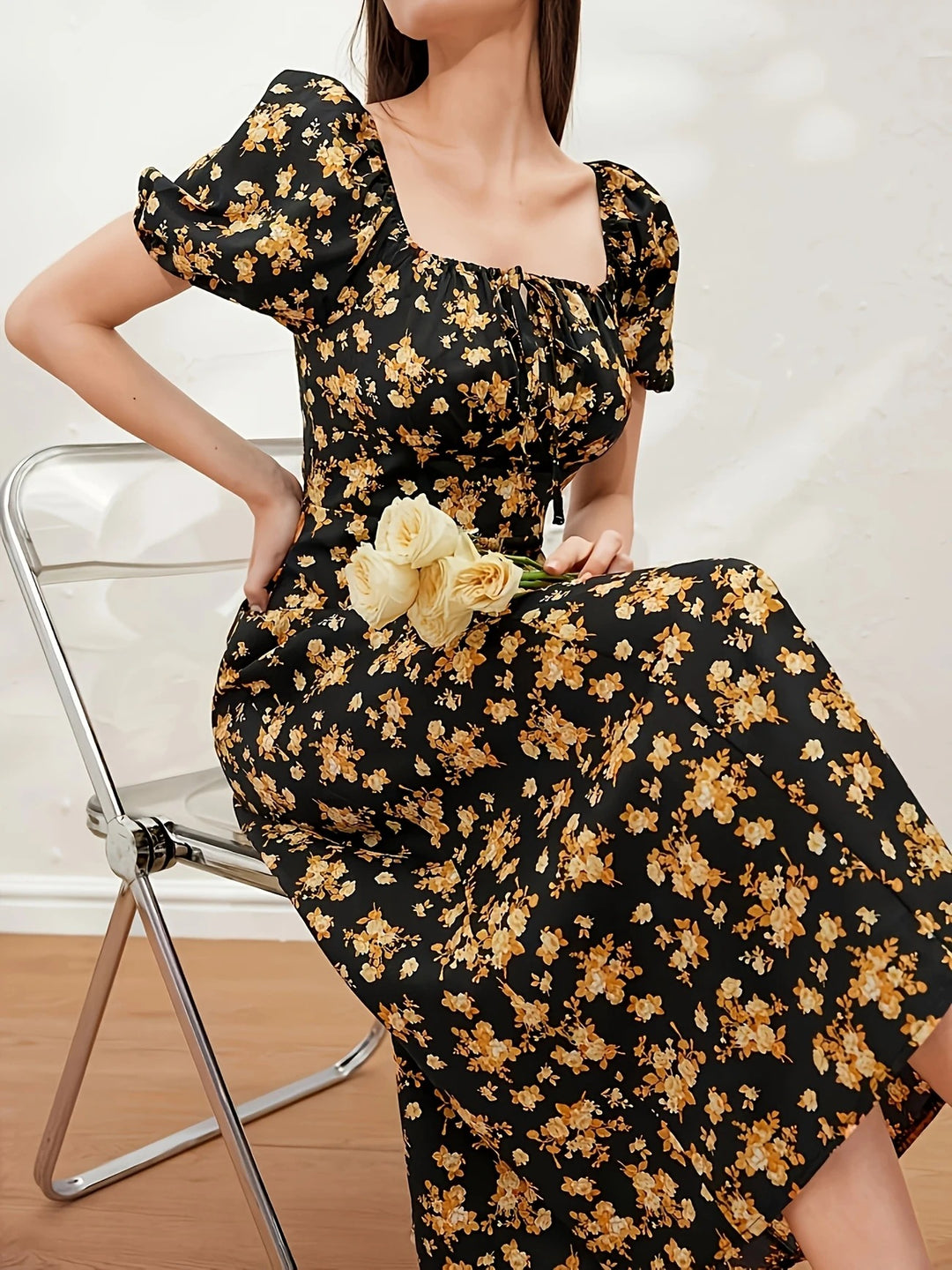 Damen Blumenmuster Kleid R&B