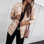 Damen Modischer Tweed-Blazer mit doppelter Knopfleiste und strukturiertem GewR&Be R&B