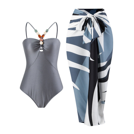 Damen Bandeau-Badeanzug mit asymmetrischem Rock R&B