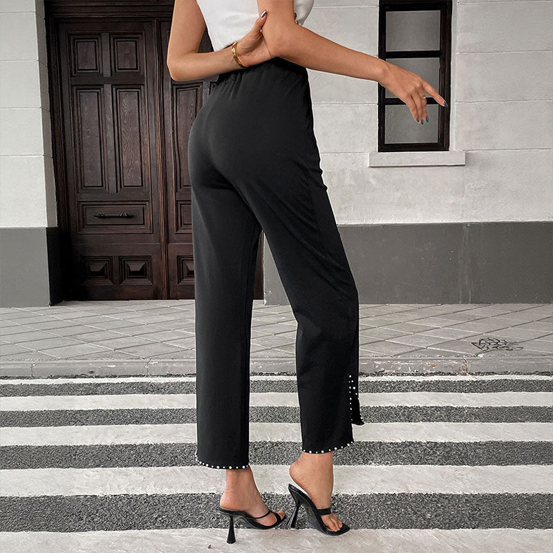 Damen Elegante Palazzo-Hose mit hochwertigem Rüschenabschluss und praktischen Seitentaschen R&B