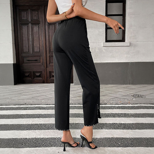 Damen Elegante Palazzo-Hose mit hochwertigem Rüschenabschluss und praktischen Seitentaschen R&B