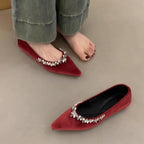 Damen elegante Ballerinas mit funkelndem Schmuckdetail R&B
