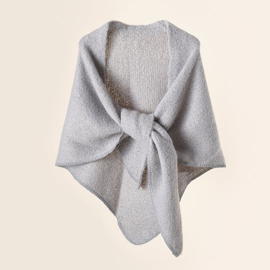 Damen Kuscheliger Wickelponcho mit Modernen Fransen und Elegantem Design R&B