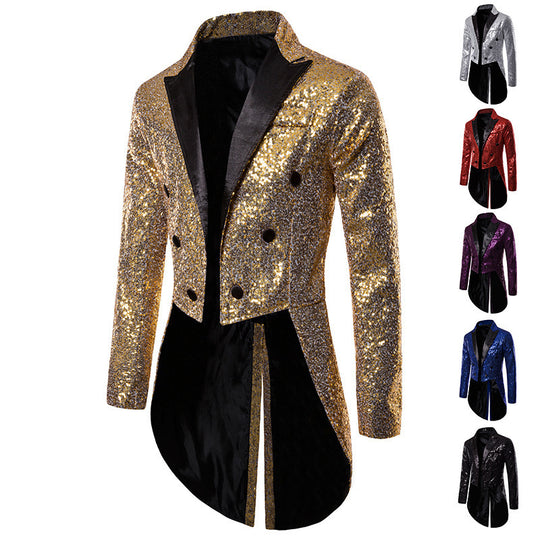 Herren Pailletten-Blazer im eleganten Schnitt mit asymmetrischem Design R&B