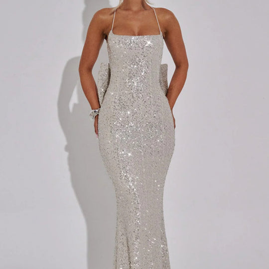Damen Glamouröses Abendkleid mit schimmernden Pailletten und elegante Träger R&B
