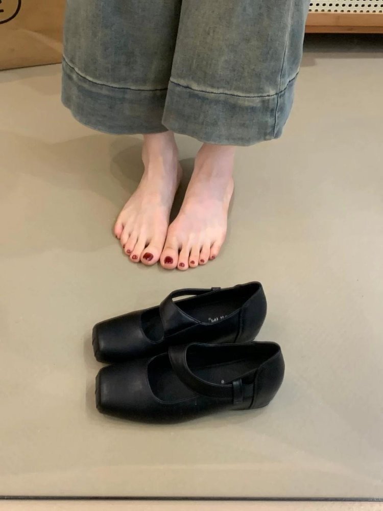 Damen elegante Ballerinas mit verstellbarem Riemen und bequemem Fußbett R&B