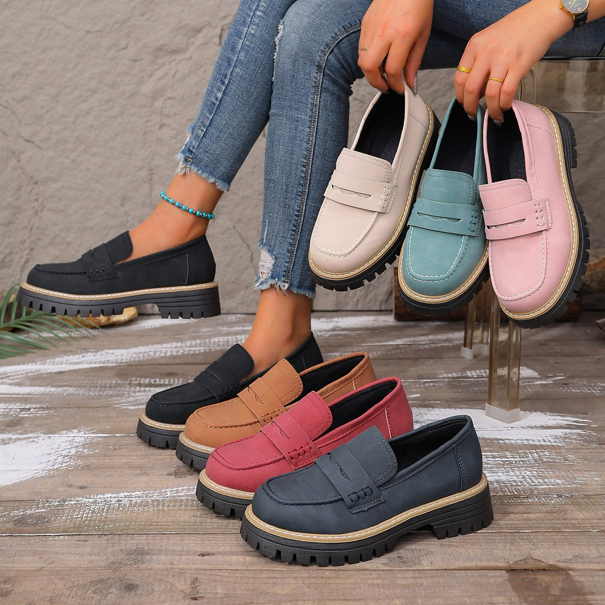 Damen Bequeme Mokassins mit robuster Sohle und elegantem Design R&B