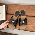 Damen elegante und moderne Slide-Sandalen mit verziertem Riemen und komfortabler Innensohle EB