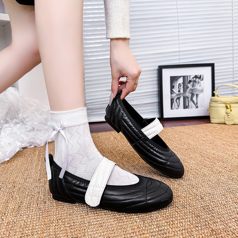Damen Komfortable Ballerinas mit elastischem Riemen und gepolsterter Innensohle