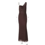 Damen Maxikleid mit asymmetrischem Ausschnitt und eingewR&Btem Punktedesign R&B