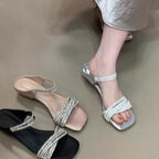 Damen Glamouröse Sandalen mit schimmernden Riemen und komfortabler Sohle R&B