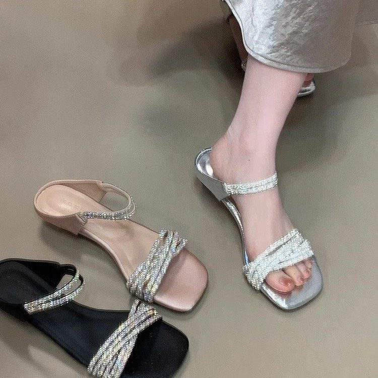 Damen Glamouröse Sandalen mit schimmernden Riemen und komfortabler Sohle R&B