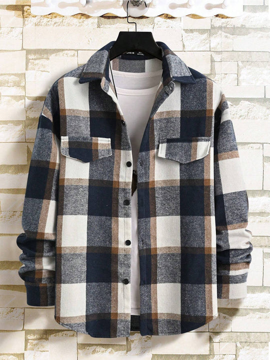 Herren nan weite Karo-Hemdenjacke aus weichem Flanell mit aufgesetzten Brusttaschen R&B