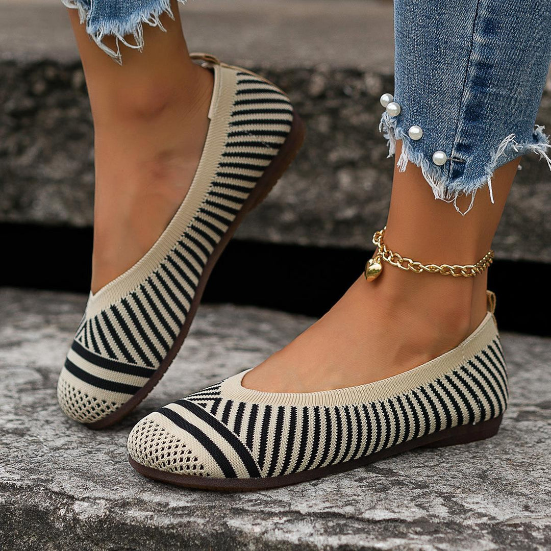 Damen Bequeme Ballerinas mit atmungsaktiver Strickoberfläche R&B