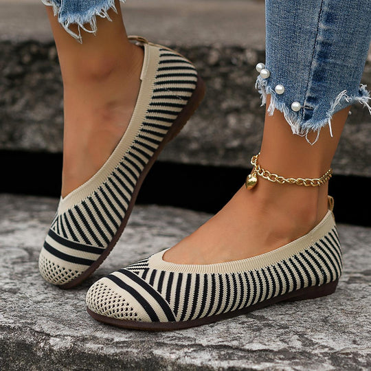 Damen Bequeme Ballerinas mit atmungsaktiver Strickoberfläche R&B