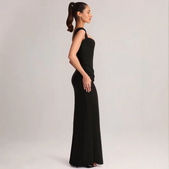 Damen Elegantes Maxikleid mit tiefem V-Ausschnitt und seitlichem Schlitz R&B