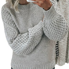 Damen Modischer Strickpullover mit strukturiertem Design und weiten Ärmeln R&B