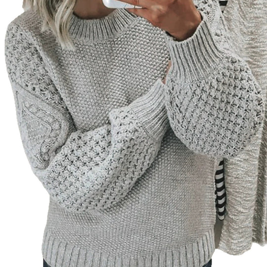 Damen Modischer Strickpullover mit strukturiertem Design und weiten Ärmeln R&B