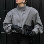 Damen Modische Oversized Jacke mit hohem Kragen und innovativem Design R&B