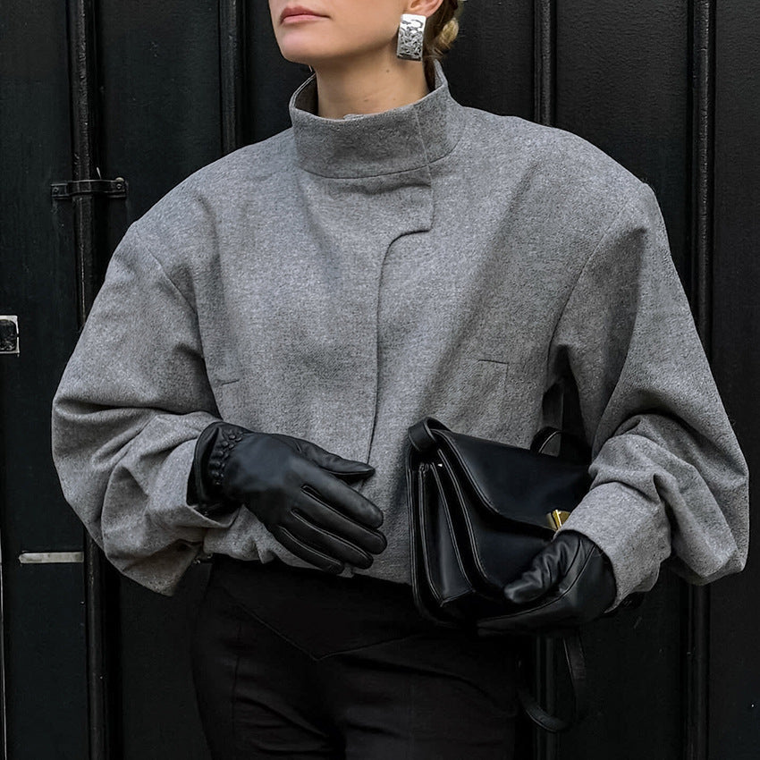 Damen Modische Oversized Jacke mit hohem Kragen und innovativem Design R&B