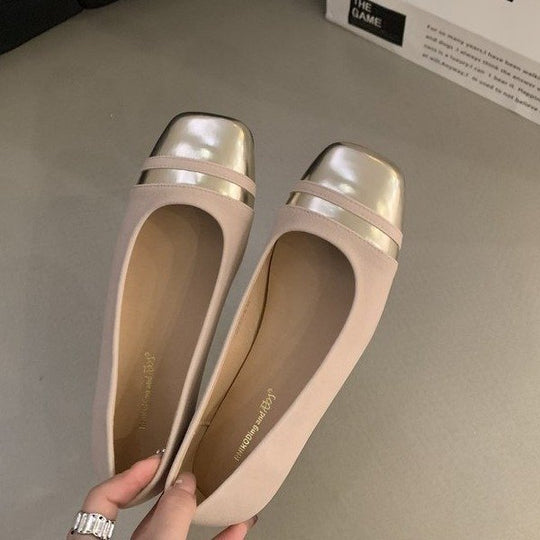 Damen elegante Ballerinas mit metallischem Besatz und komfortablem Fußbett R&B