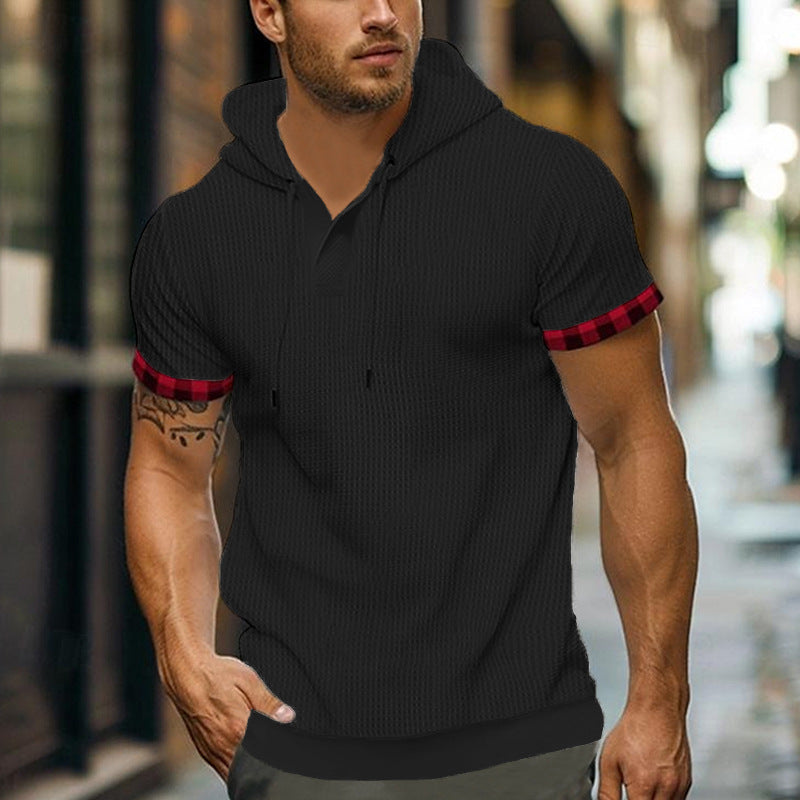 Herren modernes Kapuzenshirt mit strukturiertem Design und kontrastierenden Ärmeln R&B