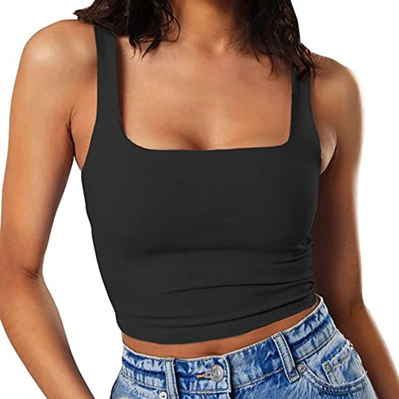 Damen Crop-Top mit quadratischem Ausschnitt und schmalem Schnitt R&B