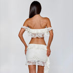 Damen Boho Off-Shoulder Top mit Häkelverzierungen R&B