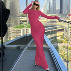 Damen Elegantes Maxikleid mit texturiertem Design R&B
