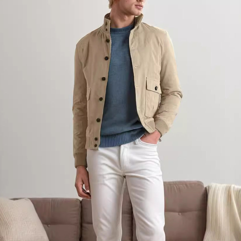 Herren elegante Wildlederjacke mit praktischem Kragen und aufgesetzten Taschen R&B