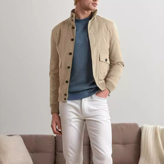 Herren elegante Wildlederjacke mit praktischem Kragen und aufgesetzten Taschen R&B