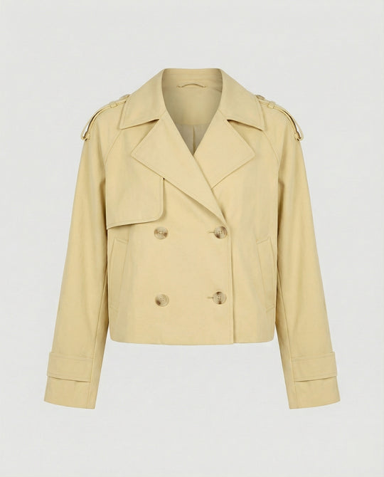 Damen Lederjacke Kurz Locker Geschnitten PU-Leder Stylische Übergangsjacke