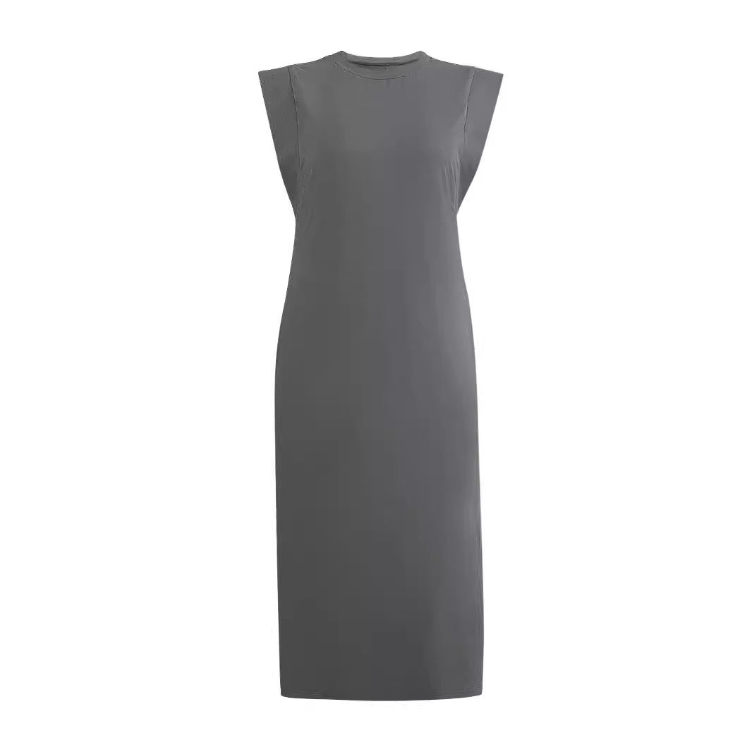 Damen Maxikleid mit schlichten Linien und modernen Schulterdetails R&B