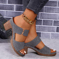 Damen Bequeme Blockabsatz-Sandalen mit modischem Schnitt und verstellbarem Riemen R&B