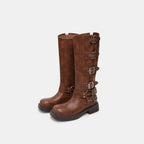 Damen Modische Stiefel mit verstellbaren Schnallen und robuster Sohle R&B