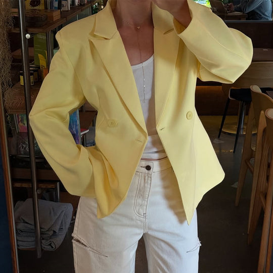 Damen eleganter Oversize-Blazer mit doppelter Knopfleiste R&B