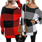 Damen Grobstrickpullover im modernen Blockdesign R&B