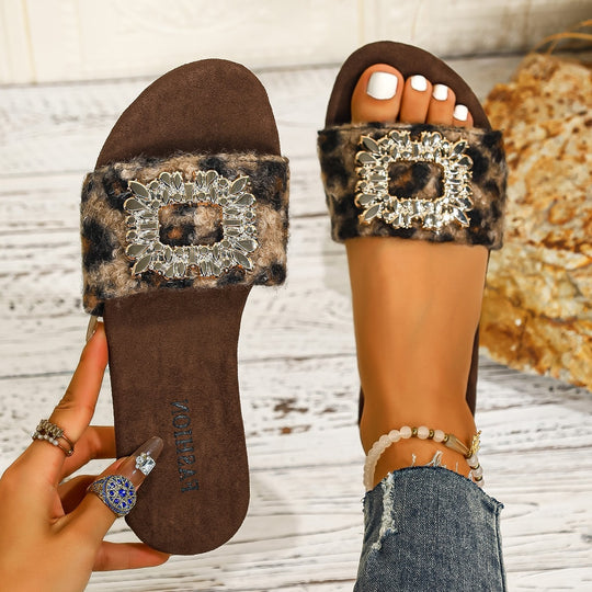 Damen modische Slides mit glamouröser Schmuckapplikation R&B
