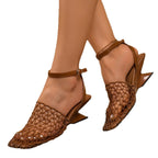 Damen Slingback Sandalen mit geflochtenem Obermaterial und elegantem Absatz