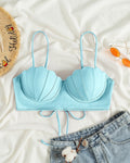 Damen Oberteil-Bikini mit dekorativen Schalen und verstellbaren Trägern R&B
