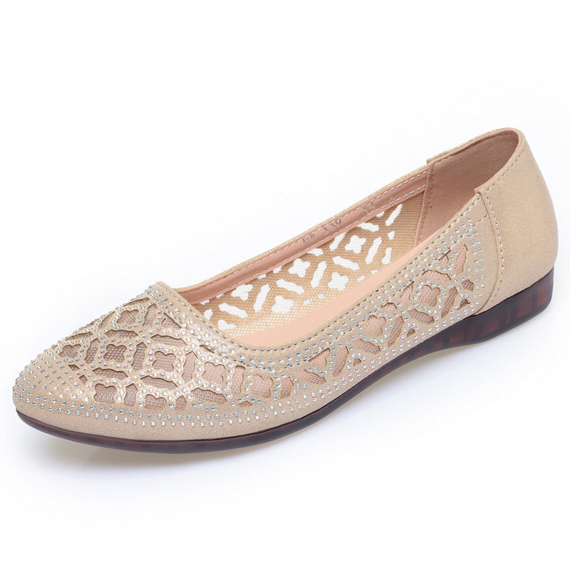 Damen Ballerinas mit elegantem Lochdesign und funkelnden Strassakzenten R&B