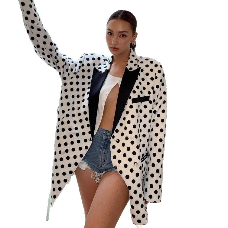 Damen Oversized Blazer mit Punkten R&B