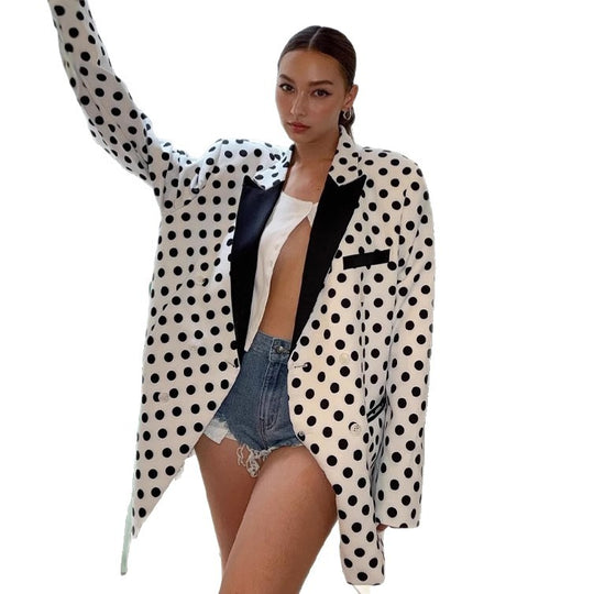Damen Oversized Blazer mit Punkten R&B