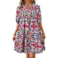 R&B | Bohemian Women 's Fashion Bedrucktes Kleid mit V-Ausschnitt