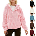 Damen Flauschige Fleecejacke mit Kapuze und Eingrifftaschen R&B